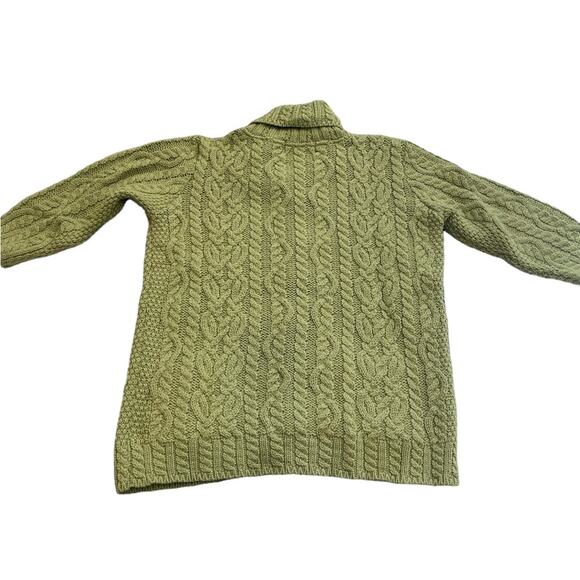 Aran Crafts Small Merino Wool Green Irish Knit Cardigan Sweater Made In Ireland - Picture 4 of 10